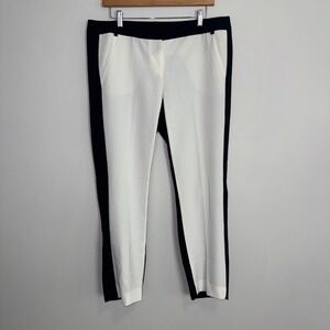 Express Columnist  Colorblock Dress Pants White Black Ankle Trousers Size 12 R